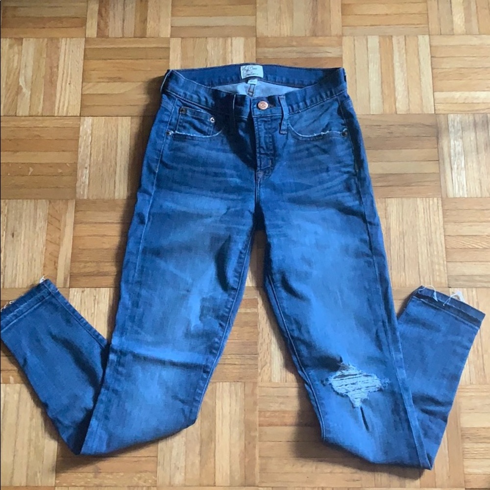 J. Crew 8” Toothpick Raw Hem Jeans